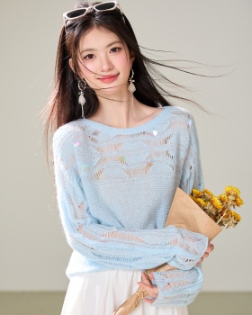 Loose autumn long sleeve hollow sweater for women
