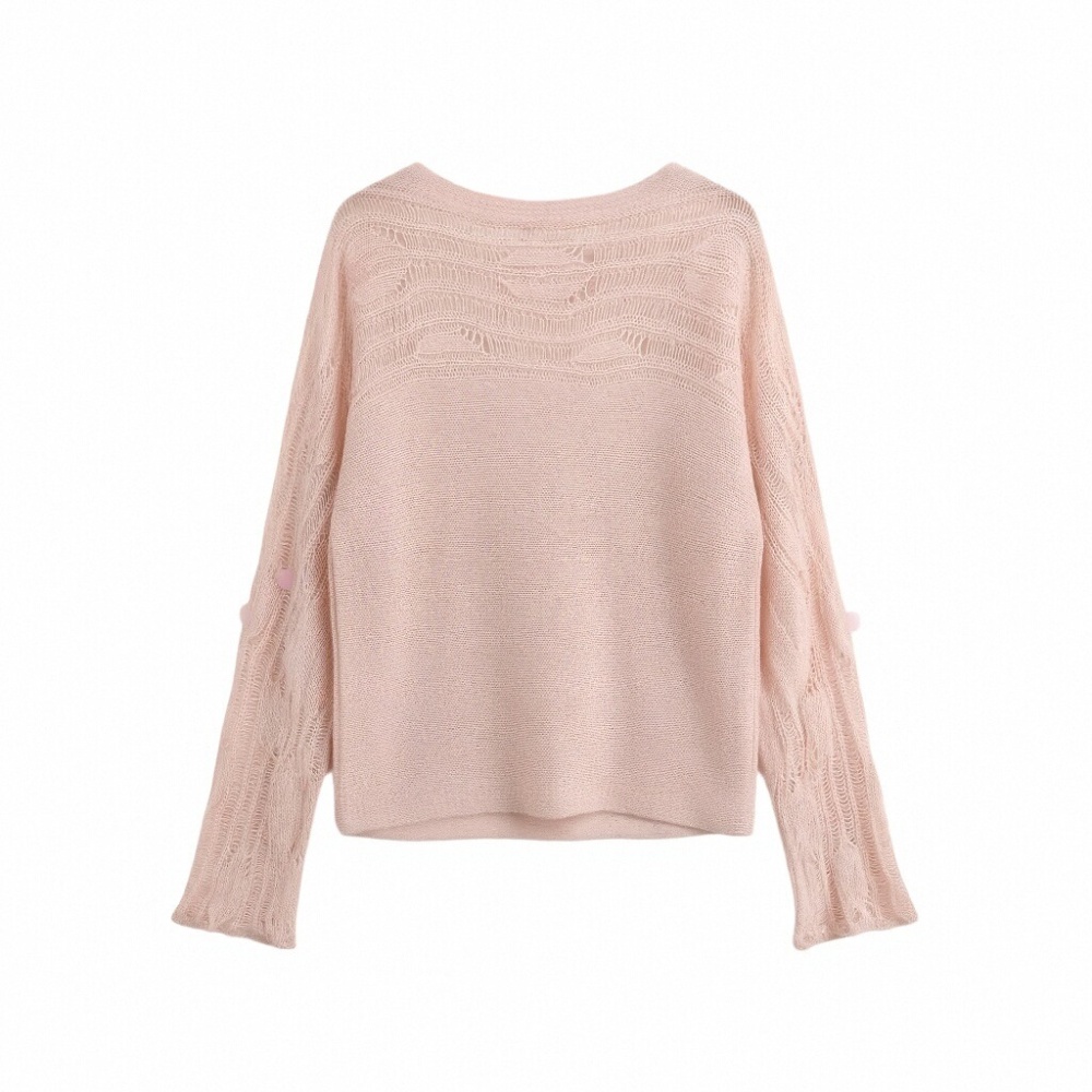 Loose autumn long sleeve hollow sweater for women
