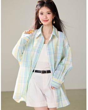 Sunscreen loose Korean style coat thin plaid tops