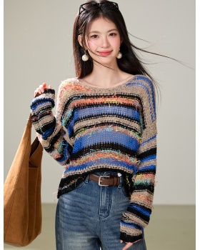 Autumn all-match pullover sweater round neck Casual tops