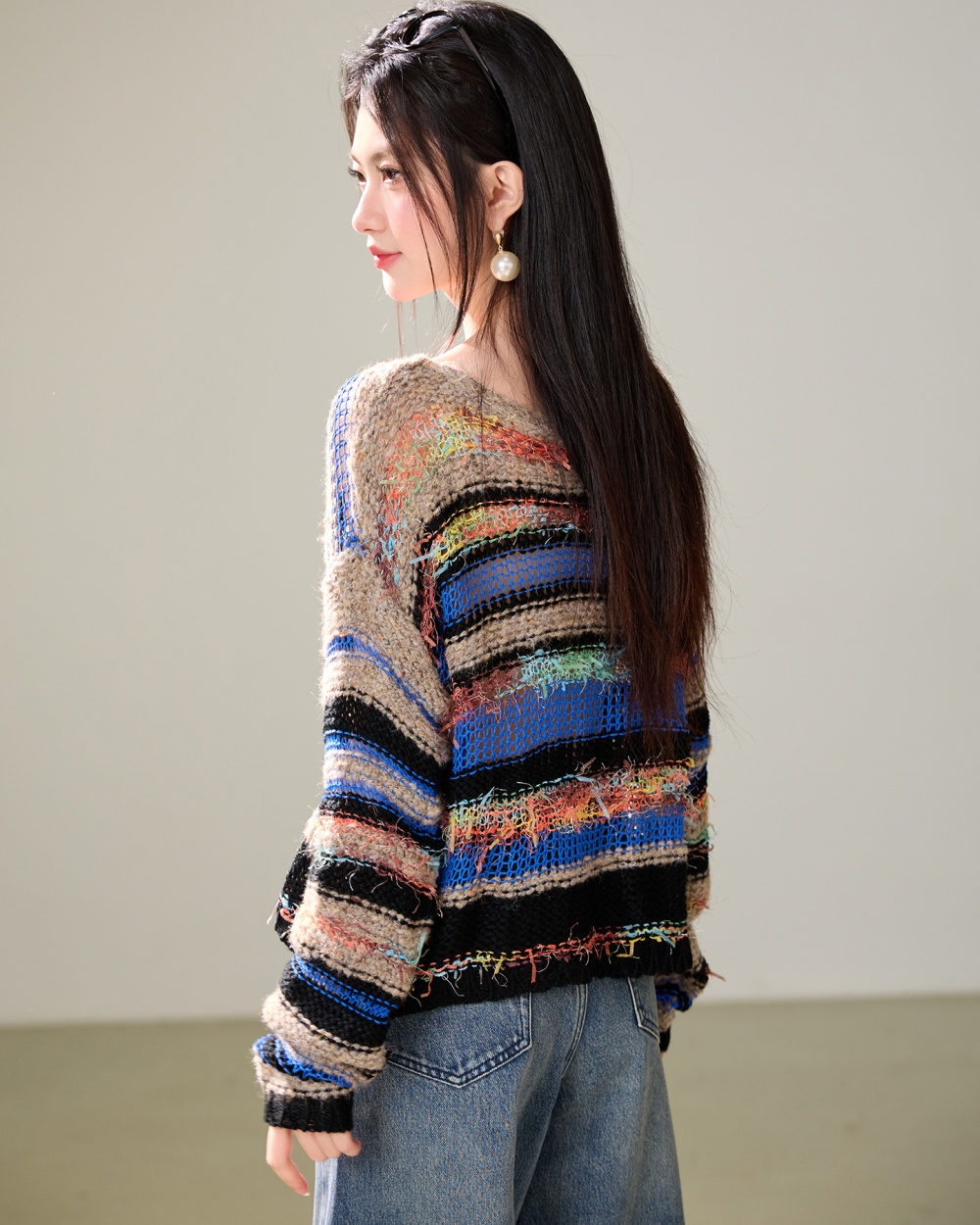 Autumn all-match pullover sweater round neck Casual tops