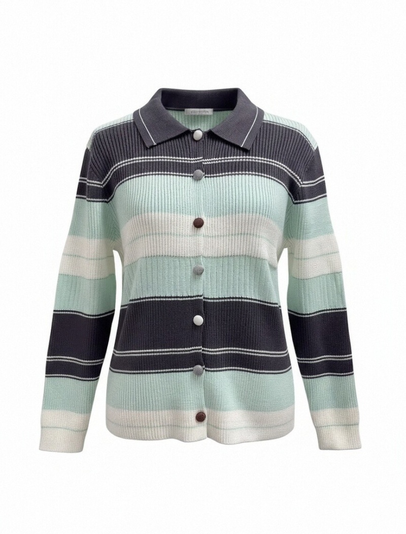 Slim stripe tops elegant France style cardigan for women