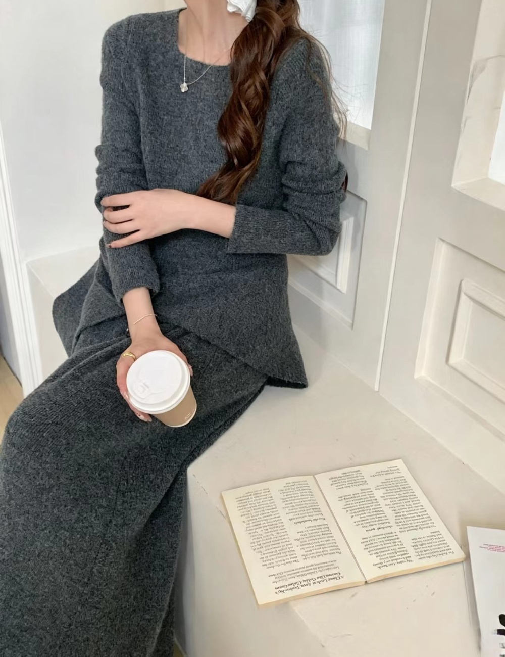 Fashion Korean style long pants personality sweater 2pcs set