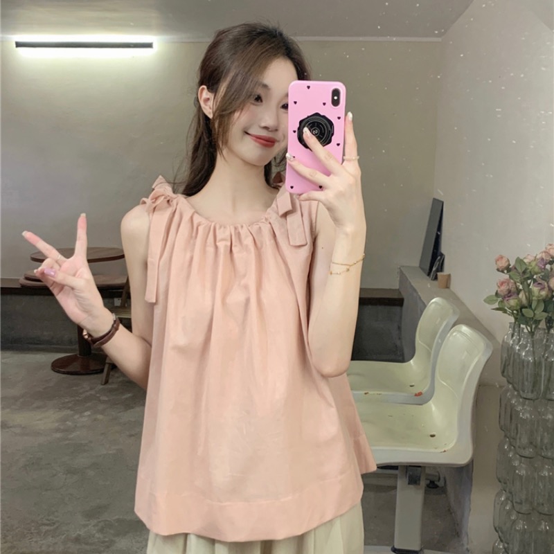 Slim sling vest flax loose tops