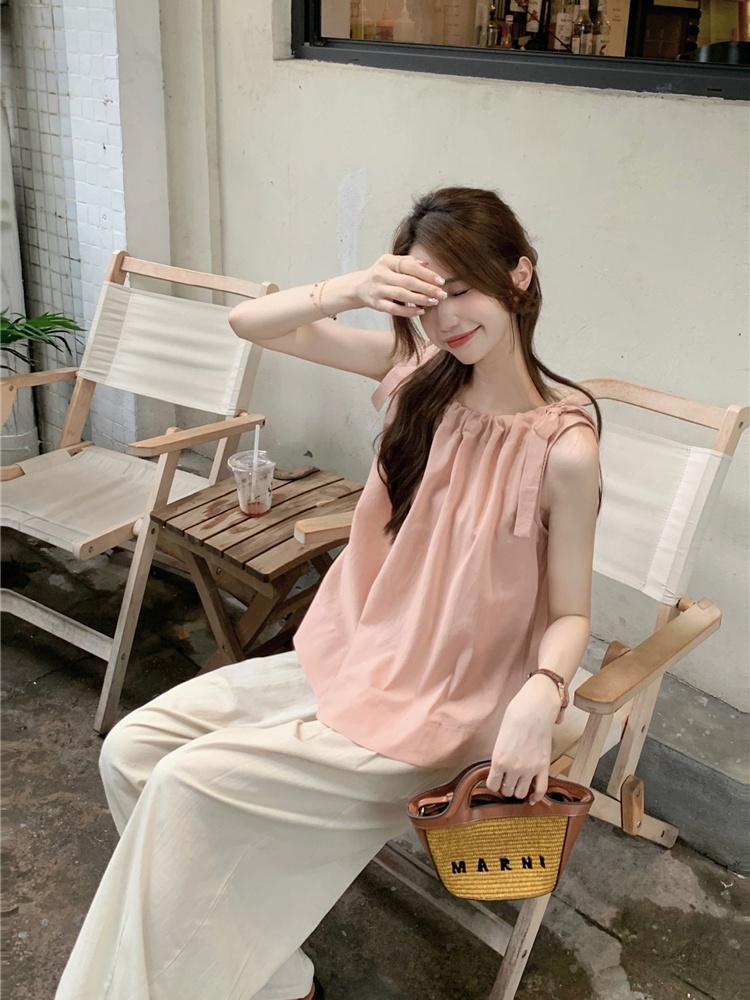 Slim sling vest flax loose tops
