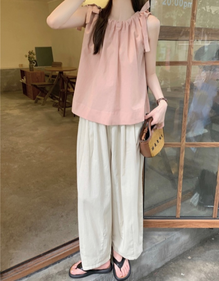 Slim sling vest flax loose tops