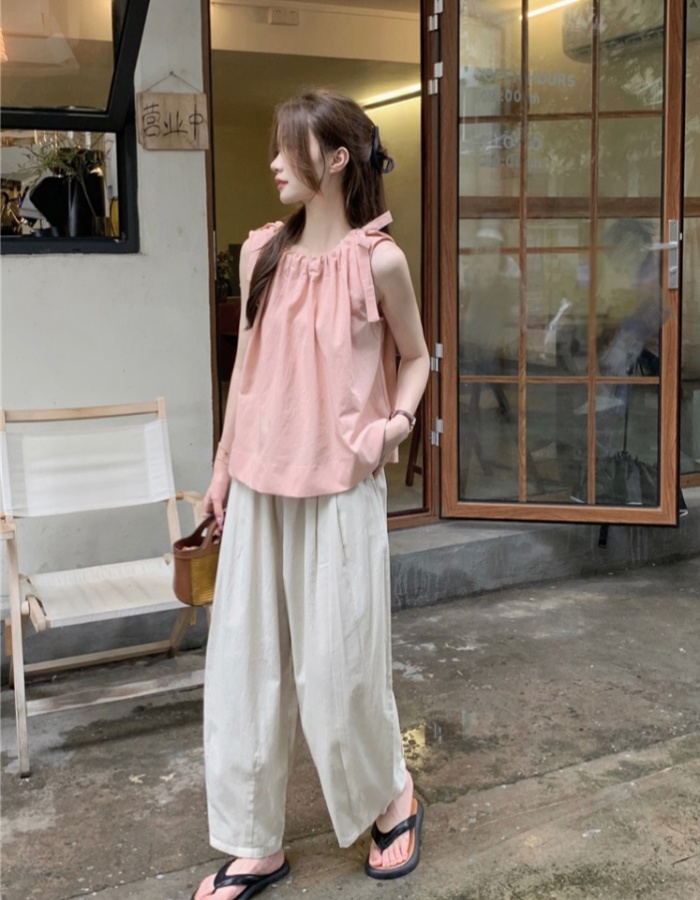 Slim sling vest flax loose tops