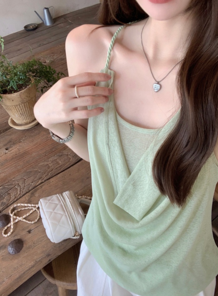Temperament vacation sling halter vest for women