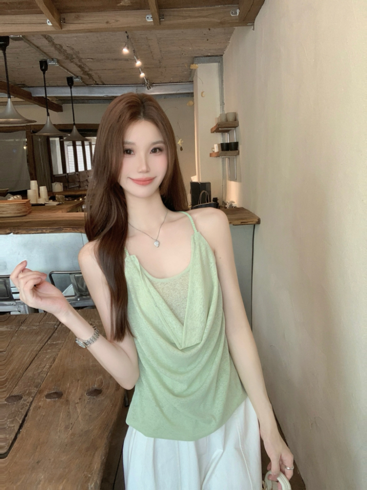 Temperament vacation sling halter vest for women