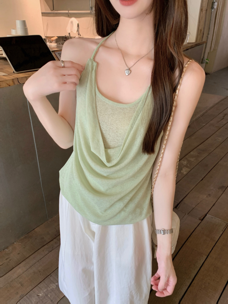 Temperament vacation sling halter vest for women