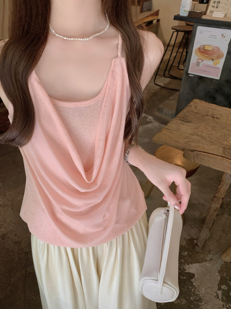 Temperament vacation sling halter vest for women