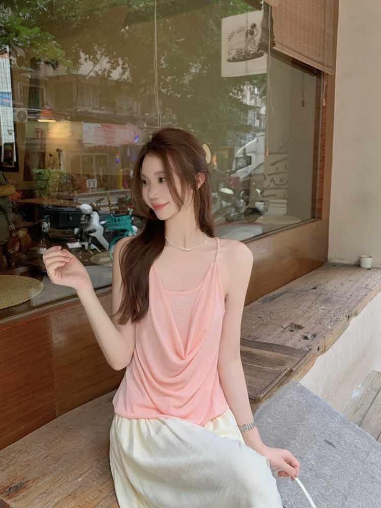 Temperament vacation sling halter vest for women