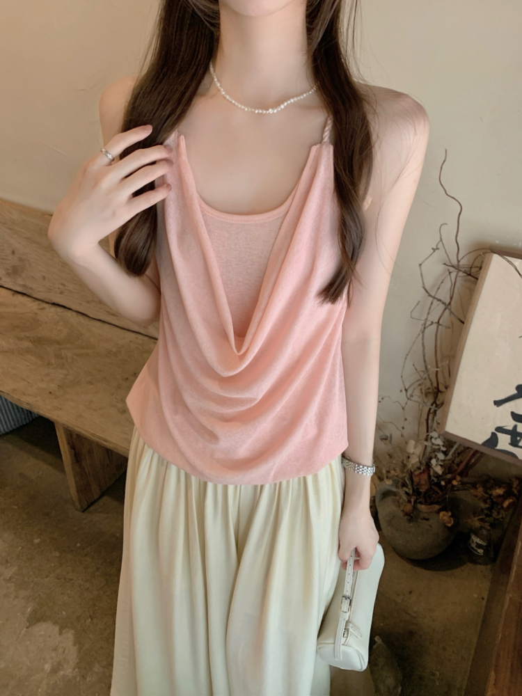 Temperament vacation sling halter vest for women