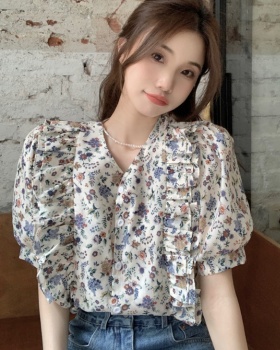 Sweet summer Korean style short sleeve retro shirt for women