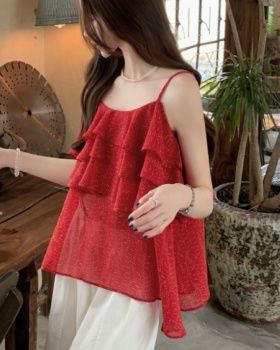 Was white chiffon tops horizontal collar small shirt