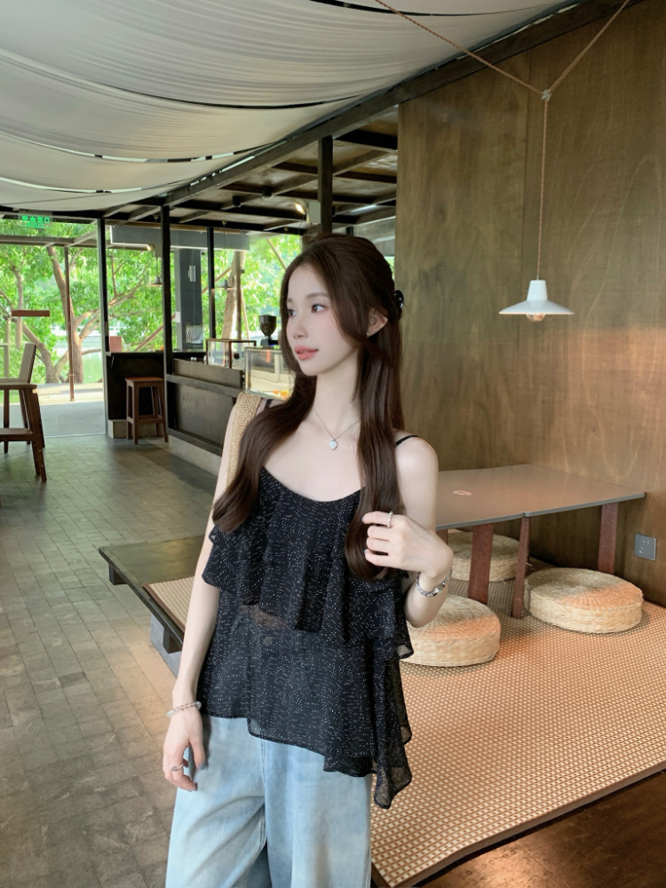 Was white chiffon tops horizontal collar small shirt