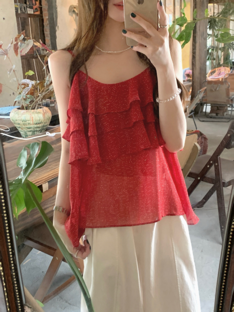 Was white chiffon tops horizontal collar small shirt