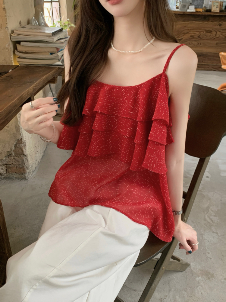 Was white chiffon tops horizontal collar small shirt