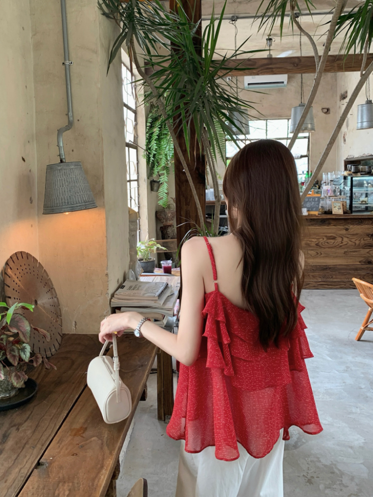 Was white chiffon tops horizontal collar small shirt