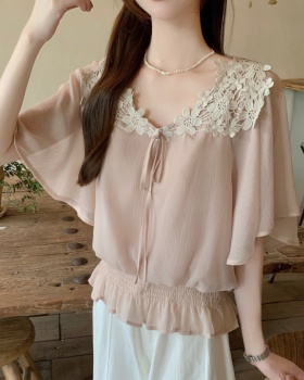 France style temperament chiffon splice tender small shirt