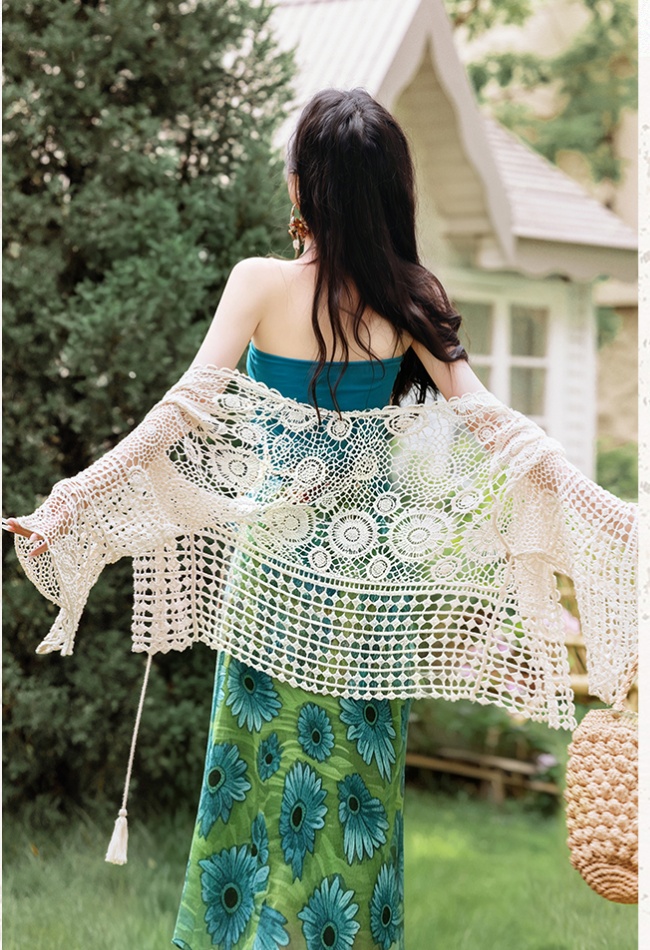 Vacation coat wrapped chest short skirt 3pcs set