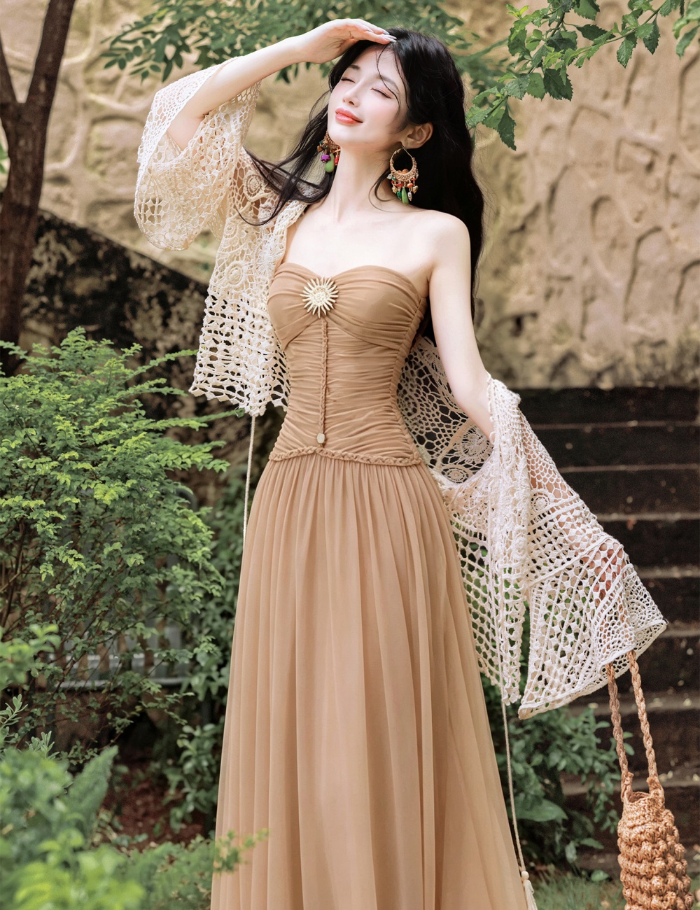 Collocation dress vacation coat 2pcs set