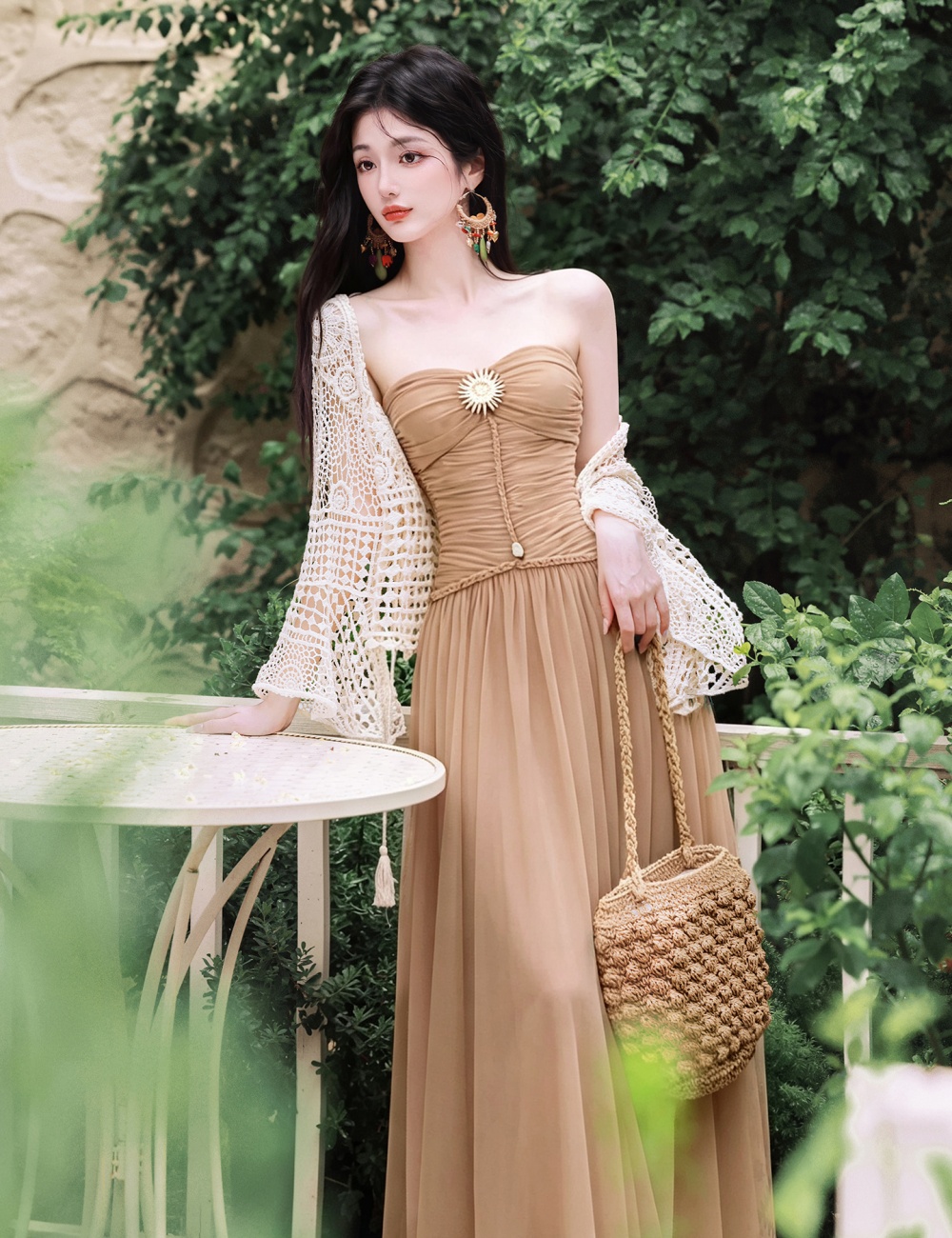 Collocation dress vacation coat 2pcs set
