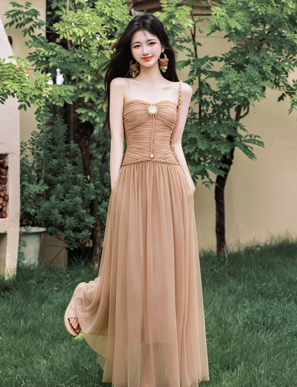 Collocation dress vacation coat 2pcs set