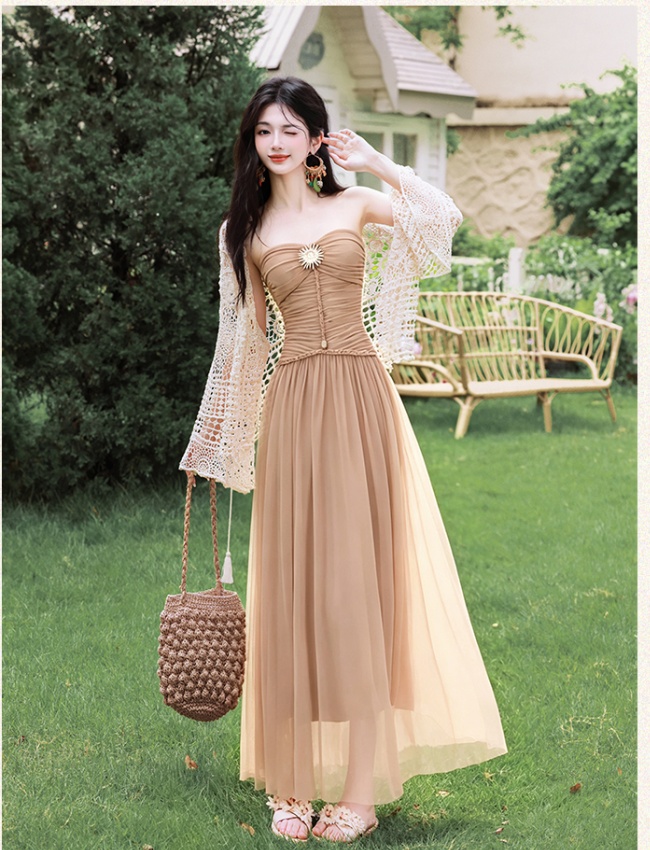 Collocation dress vacation coat 2pcs set