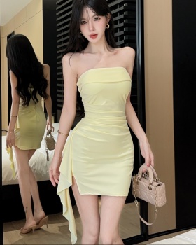 Wrapped chest summer dress France style short T-back