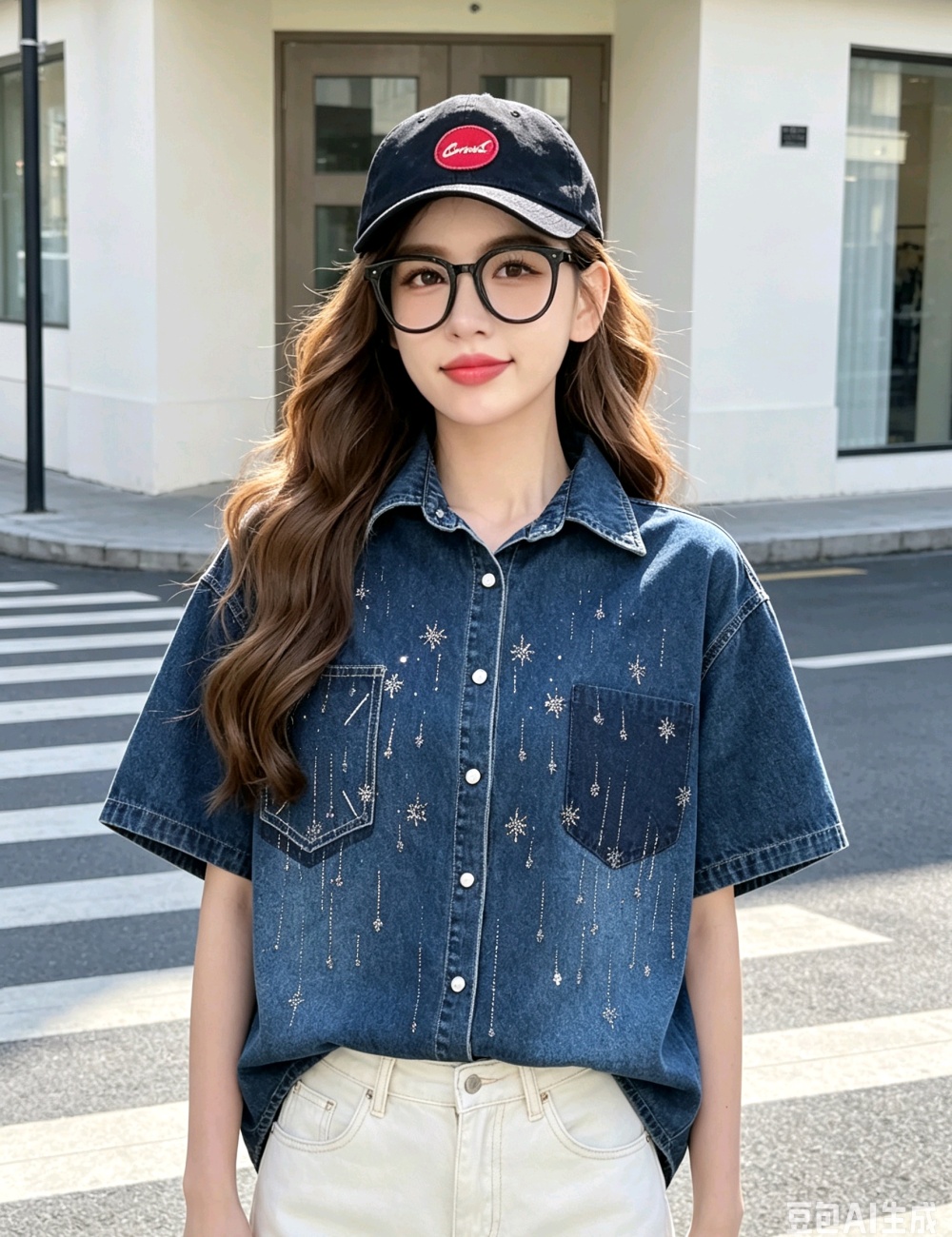 Unique Korean style fashion tops short sleeve denim coat