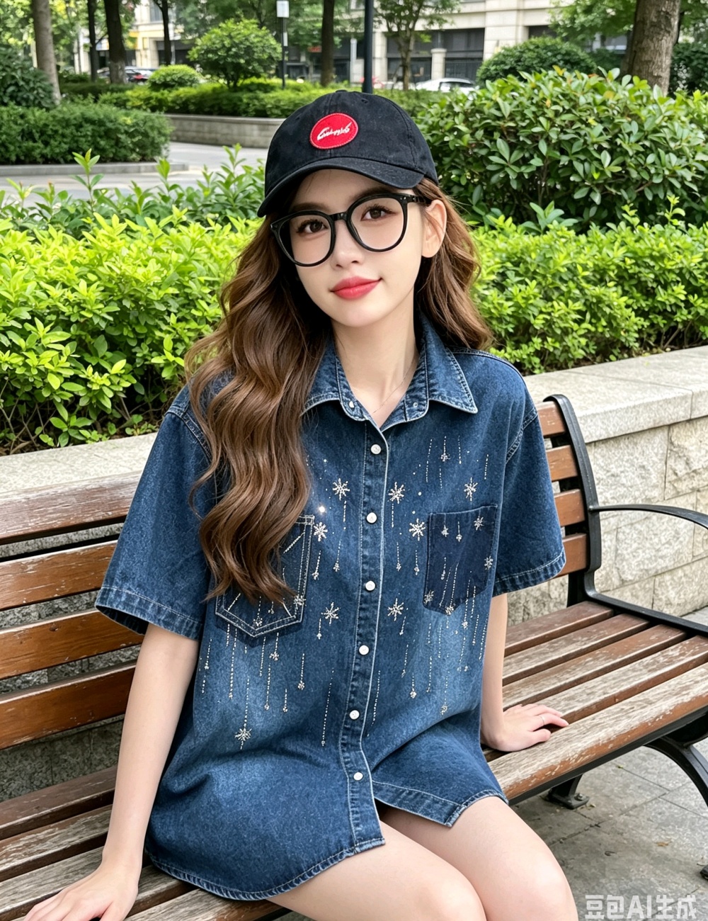 Unique Korean style fashion tops short sleeve denim coat