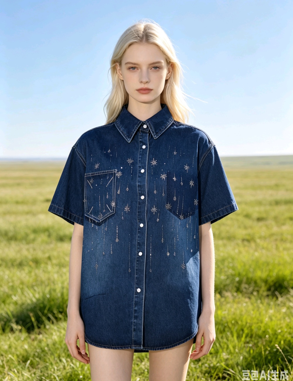Unique Korean style fashion tops short sleeve denim coat
