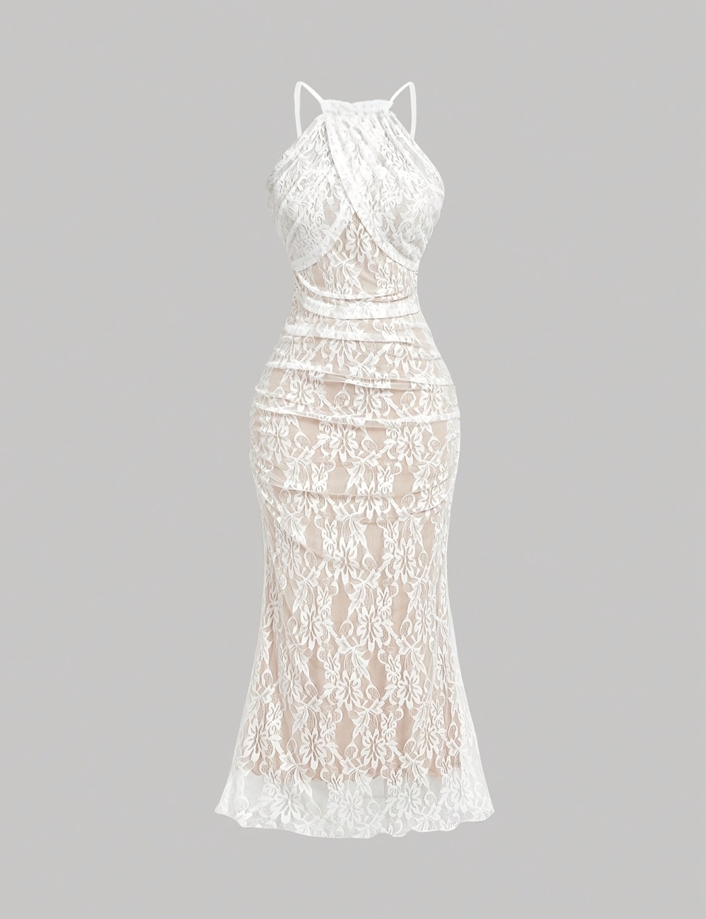 Slim lace romantic mermaid long fold sling dress