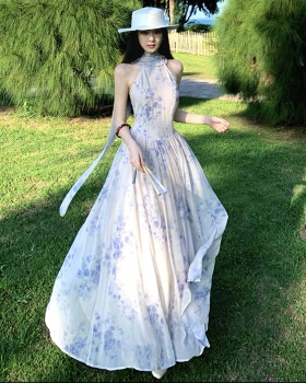 Chinese style shawl long dress for women