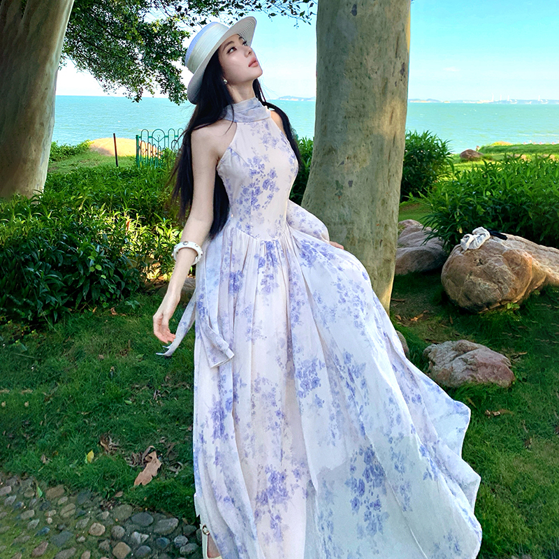 Chinese style shawl long dress for women