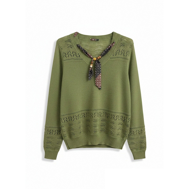 Jacquard knitted scarves hollow collocation tops for women