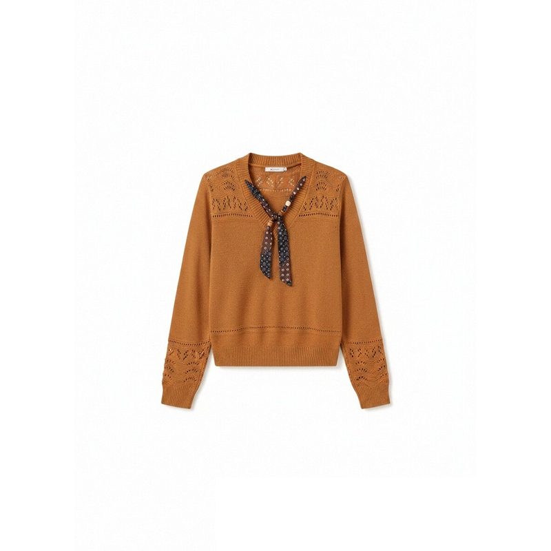 Jacquard knitted scarves hollow collocation tops for women