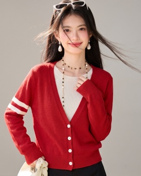 Slim red coat all-match cardigan for women