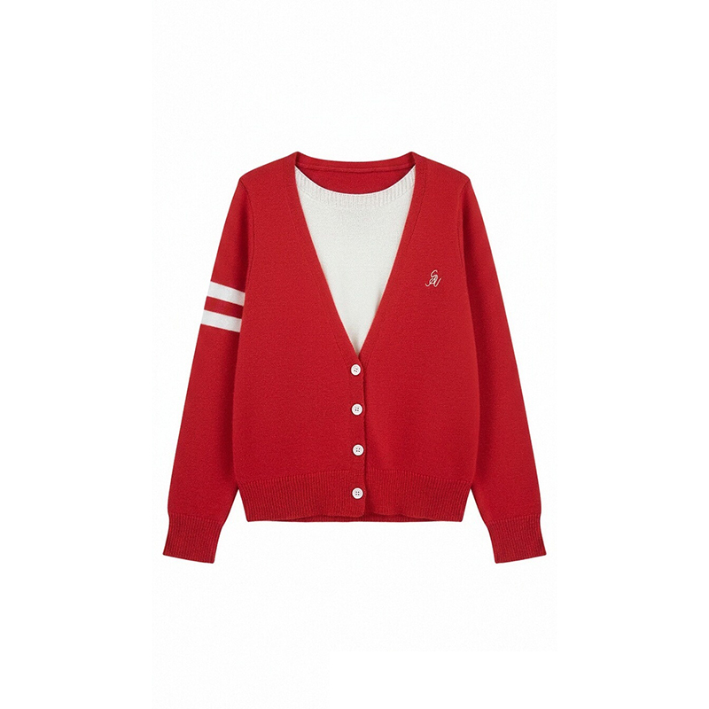 Slim red coat all-match cardigan for women