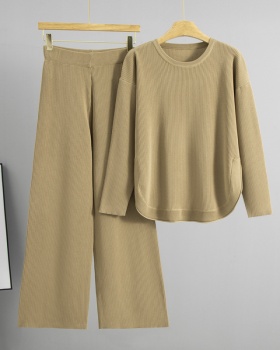 Autumn and winter wide leg pants tops 2pcs set for women