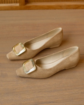 Side buckle shoes square head lazy shoes