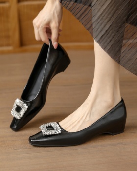 Side buckle rhinestone shoes France style lazy shoes