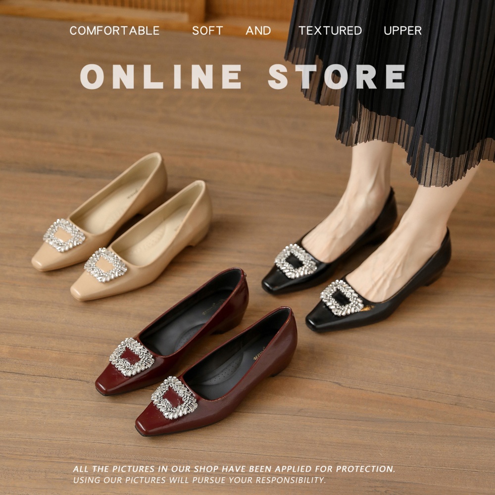 Side buckle rhinestone shoes France style lazy shoes