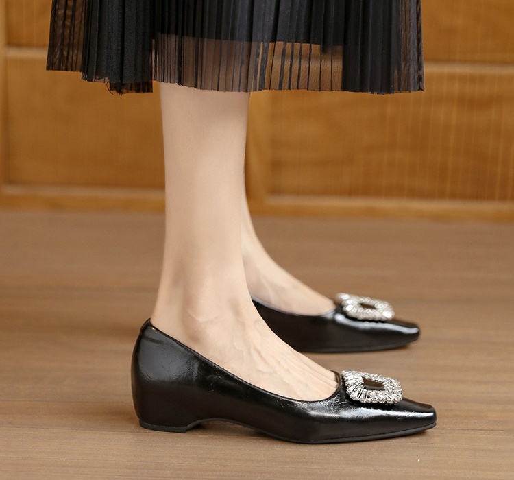 Side buckle rhinestone shoes France style lazy shoes