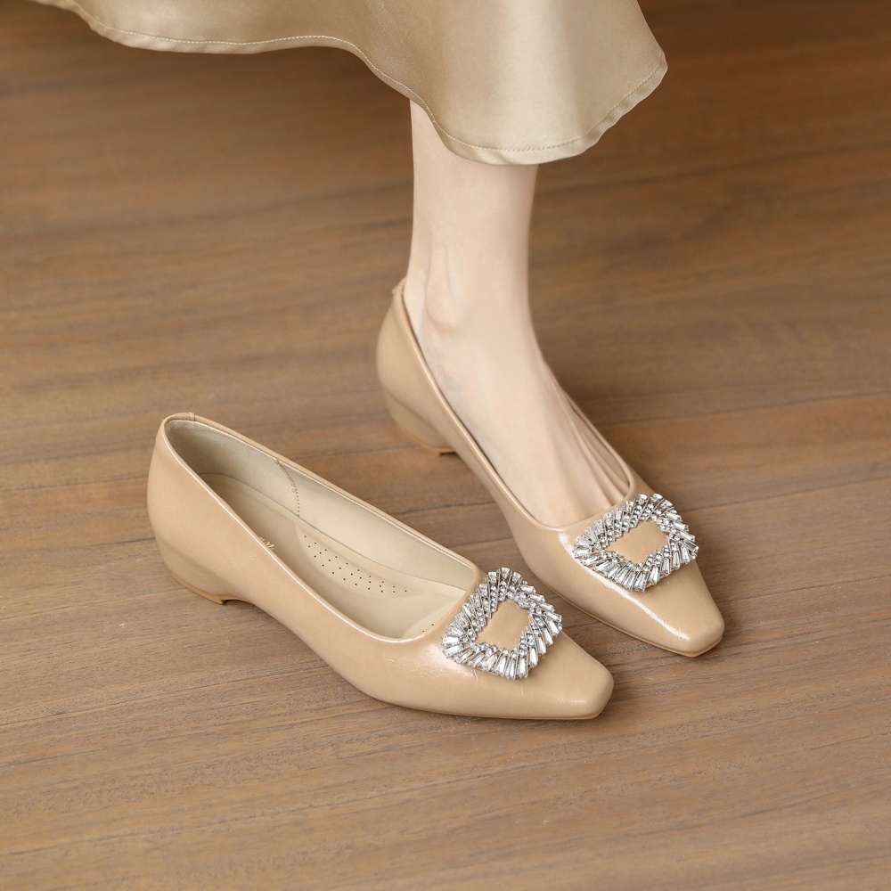 Side buckle rhinestone shoes France style lazy shoes