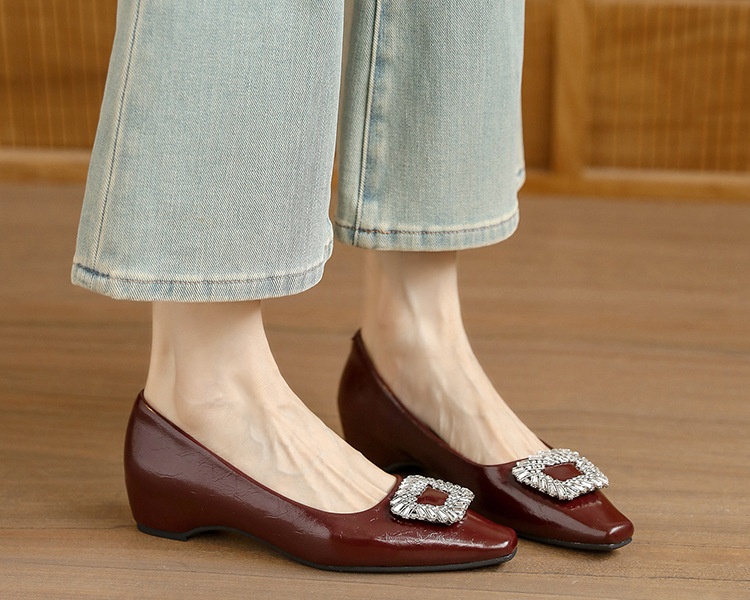 Side buckle rhinestone shoes France style lazy shoes