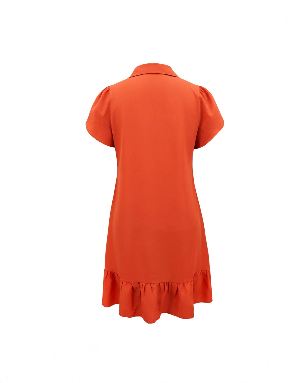 Lapel buckle European style A-line Casual pure dress