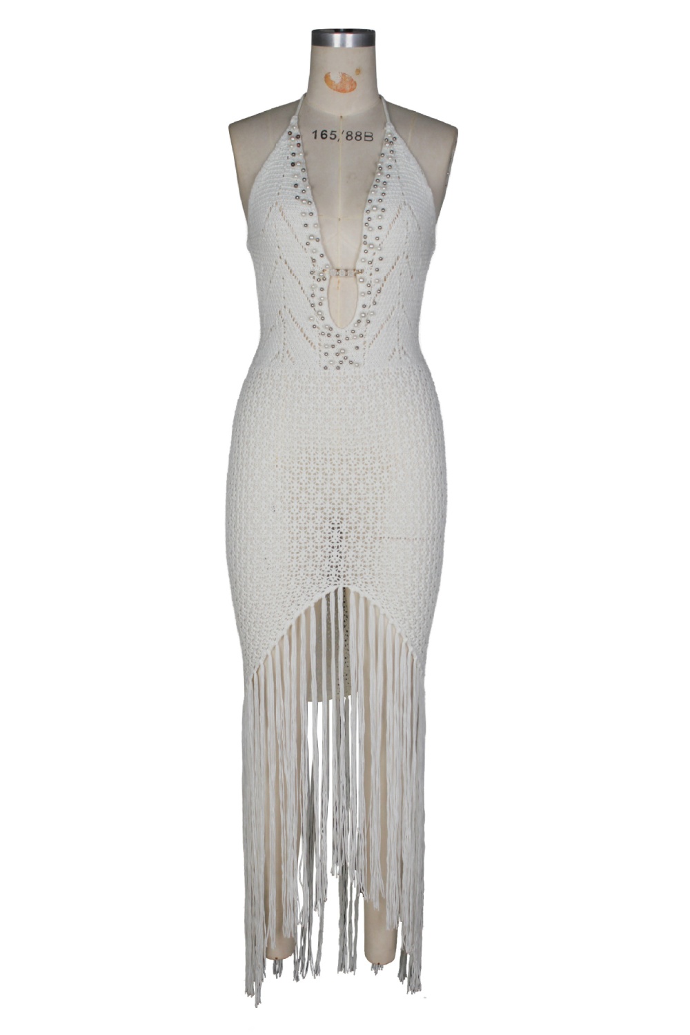 Hollow halter seaside dress vacation beading smock