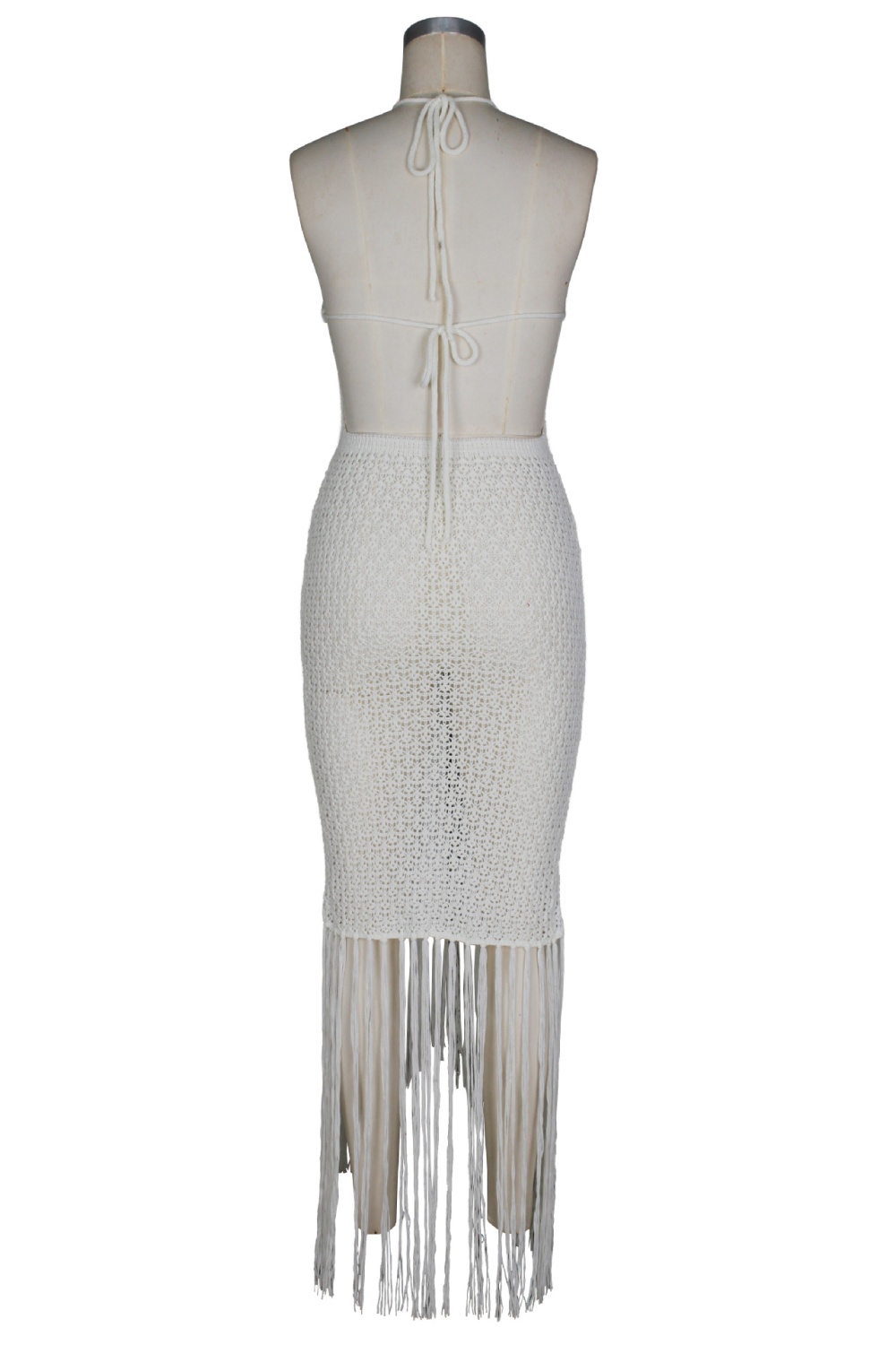 Hollow halter seaside dress vacation beading smock